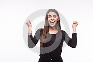 Surprised excited happy screaming woman