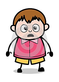 Surprised Face - Teenager Cartoon Fat Boy Vector Illustration