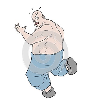Surprised fat man draw