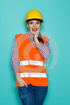 Surprised Female Construction Worker