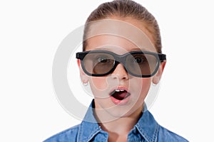 Surprised girl wearing sunglasses