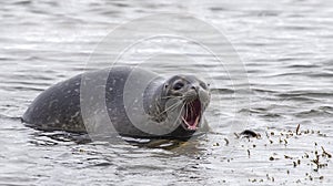 Surprised grey seal Halichoerus grypus