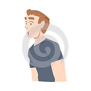 Surprised Guy, Young Man Looking Shocked and Frightened Cartoon Style Vector Illustration