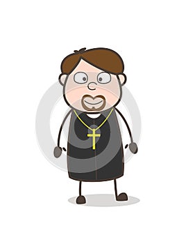 Surprised Happy Priest Face Vector