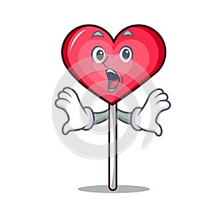 Surprised heart lollipop mascot cartoon