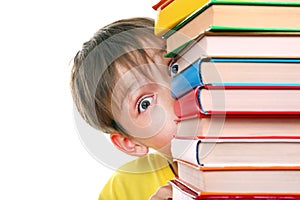 Surprised Kid behind the Books
