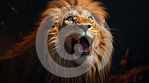 Surprised Lion Roaring In Hyper-detailed Daz3d Style