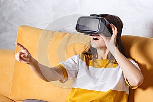 Brunette Girl Testing VR Device