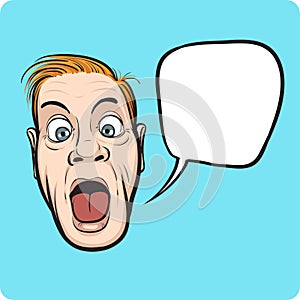 Surprised man face with speech bubble