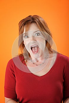 Surprised mature woman