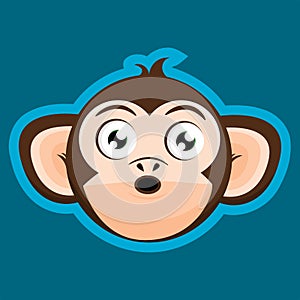 Surprised Monkey Ape Head Cartoon
