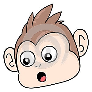 Surprised monkey head gawking, doodle icon drawing photo