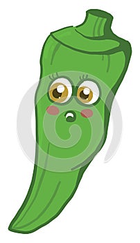 Surprised okra, illustration, vector