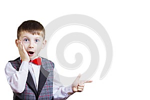 Surprised Pointing little boy