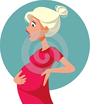 Surprised Pregnant Woman Holding Her Belly Vector Character