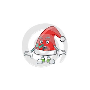 Surprised santa claus hat face gesture on cartoon style