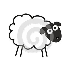 Surprised sheep. Insomnia vector illustration isolated on white background