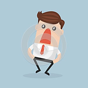 Surprised or shocked businessman with wide open mouth.