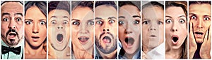 Surprised shocked people. Human emotions reaction