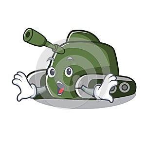 Surprised tank mascot cartoon style