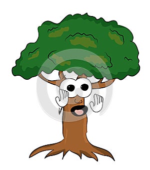 Surprised tree cartoon