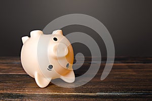 Surprised upside down piggy bank. Stunning interest rates on deposits. Savings. Opportunities and prospects. High income and