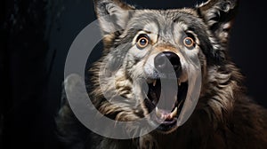 Surprised Wolf With Playful Expressions In Vibrant Nightmares