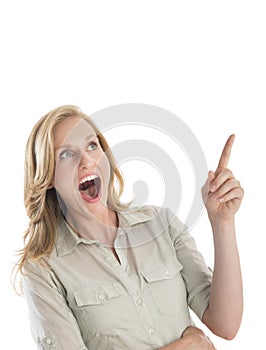 Surprised Woman With Mouth Open Gesturing