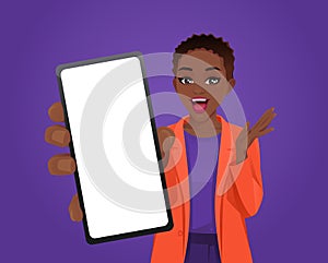 Surprised woman with phone