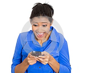 Surprised woman with phone