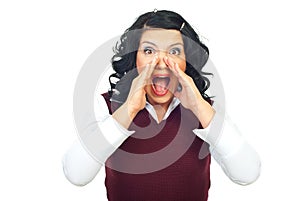 Surprised woman shouting