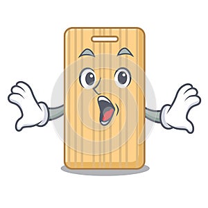 Surprised wooden cutting board mascot cartoon