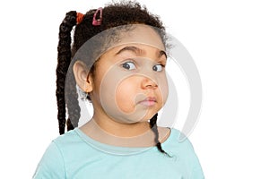 Surprised Young Girl Against White Background