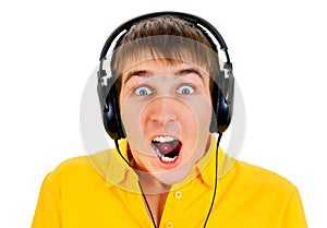 Surprised Young Man in Headphones