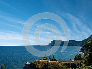 Surprising view of a Gaspesie National Park, Forillon Park, on a beautiful August day. Gaspesie, Quebec, Canada photo