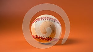 Surprisingly Absurd Organic Sculpting: Old Baseball On Orange Background