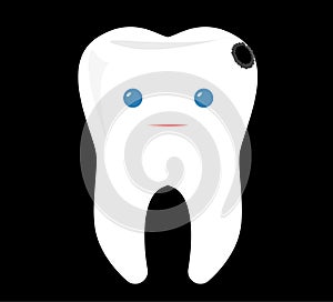 Surprized tooth vector illustration, tooth character logo