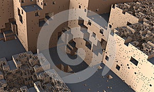 Surreal 3d illustration of non existent urban space, town or street in ancient Mediterranean style.