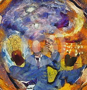 Surreal Abstract with Human figures in suit