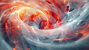 A surreal and abstract image of a fractal vortex with sharp lines and curves swirling into a neverending spiral