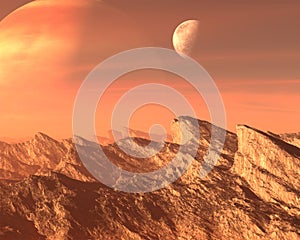 Surreal Alien Planet, Moon Background