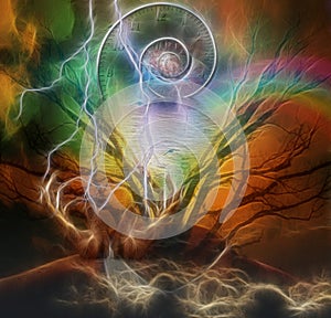 Surreal artisitc image and time spiral