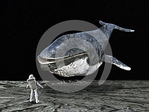 Surreal Astronaut, Whale, Space, Alien Planet