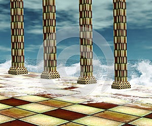 Surreal background with water