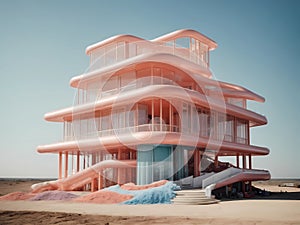 surreal builing strucure that blends contemporary art and design