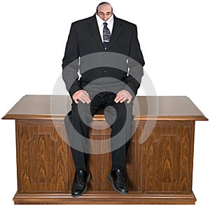 Surreal Business, Office Desk, Isolated, Man, Small Head