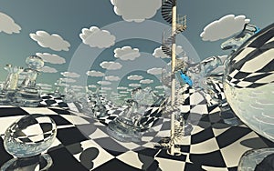 Surreal Chess Board Landscape