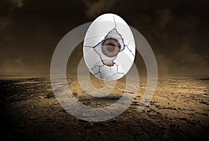 Surreal Eye,Egg, Desolate Desert