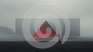 Surreal Cinematic Minimalistic Shot: The Red Triangle