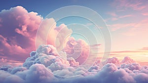 Surreal cloud podium outdoor on blue sky pink pastel soft fluffy clouds with empty space